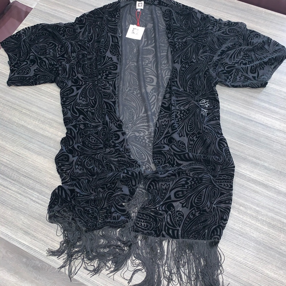 Anne Klein Velvet Burnout Shawl Cardigan 2x/3x